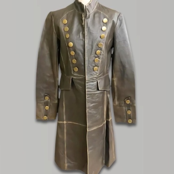 Newport News Jackets & Blazers - Newport News Women’s Brown 100% Leather Long Jacket with Buttons Sz 8